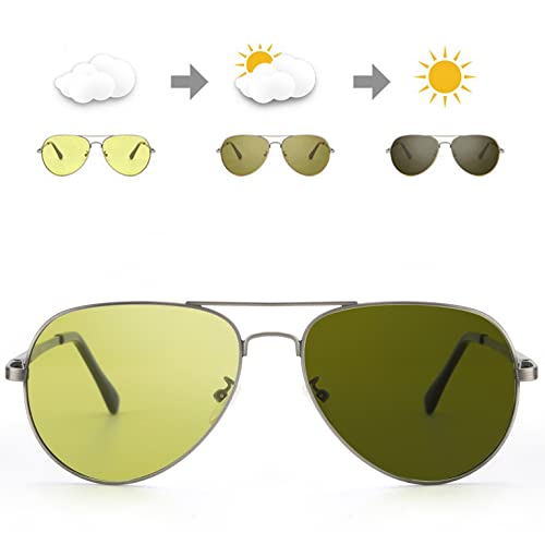 Polarisierte Nachtsichtbrille Sonnenbrille Photochromatisch Herren Sports Nacht Vision Blendschutz Brille für UV400 Schutz Metallrahmen Leicht von SODQW