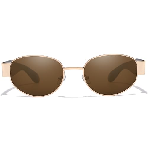 SODQW Ovale Sonnenbrille für Damen mit UV400-Schutz, nicht polarisierte Retro-Sonnenbrille, 90er Jahre-Stil von SODQW