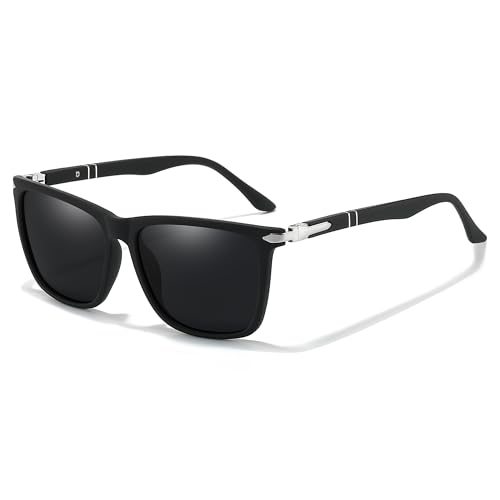 SODQW Polarisierte Sonnenbrille Herren mit 400 UV-Schutz Rechteckig TR90-Rahmen mit doppeltem Steg Ultraleichte Sportsonnenbrille Fahrerbrille Unisex von SODQW