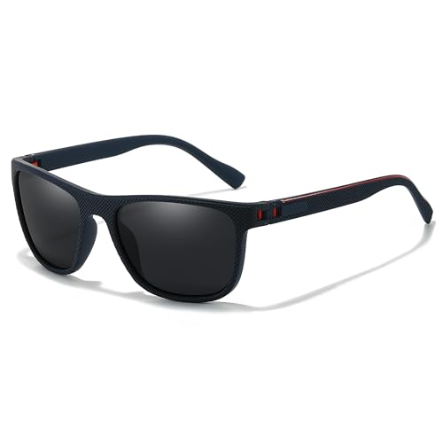 SODQW Polarisierte Sonnenbrille Herren mit 400 UV-Schutz Ultraleichte TR90-Rahmen mit doppeltem Steg Rechteckig Fahrerbrille Sportsonnenbrille Unisex von SODQW
