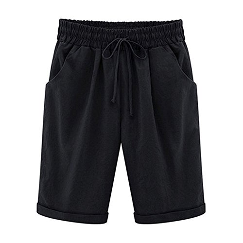 Bermuda Shorts Damen Knielang Sommer Große Größen Kurze Hose mit Gummizug Stretch Shorts Damen Sommerhose Kurz von SODSIM