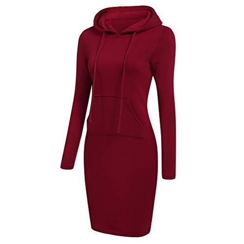 SODSIM Damen Bodycon Kapuzenkleid Hoodie Sweatshirt Kleid mit Kapuze und Tasche Lange Kapuzenpulli Kleid von SODSIM
