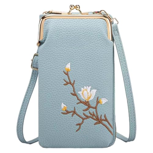 SOECOG Continentau Geldbörse, Umhängetasche für Damen mit Handyhalter, Mini-Reisepass-Münzbörse, Messenger Bag (Blau) von SOECOG