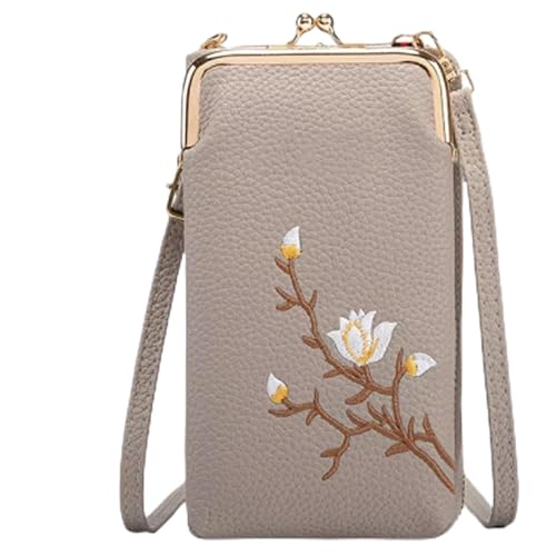 SOECOG Continentau Geldbörse, Umhängetasche für Damen mit Handyhalter, Mini-Reisepass-Münzbörse, Messenger Bag (Grau) von SOECOG