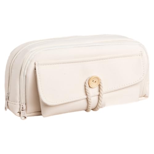 SOECOG Großzügiges, mehrlagiges Federmäppchen, Schlichtes, salbeigrünes, multifunktionales Kosmetiktäschchen (Beige) von SOECOG