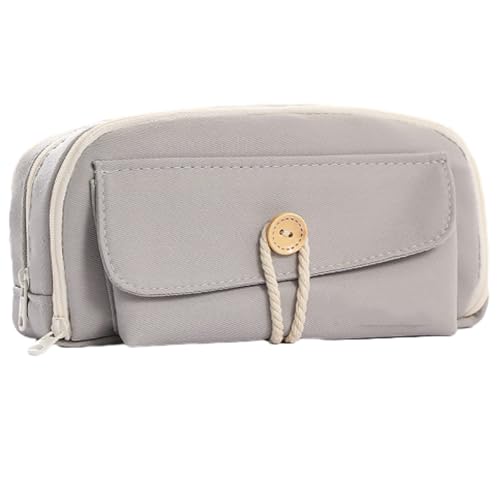 SOECOG Großzügiges, mehrlagiges Federmäppchen, Schlichtes, salbeigrünes, multifunktionales Kosmetiktäschchen (Gray) von SOECOG