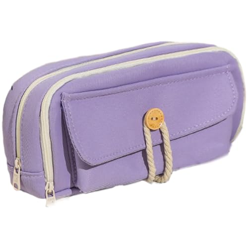 SOECOG Großzügiges, mehrlagiges Federmäppchen, Schlichtes, salbeigrünes, multifunktionales Kosmetiktäschchen (Purple) von SOECOG