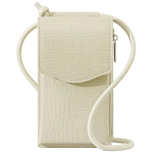 SOEROOY Kleine Crossbody Tasche Handy, Leder Handytasche zum Unhängen Damen, RFID Schutz Multifunktionale Geldbörse Brieftasche für Frauen mit Kreditkartenfächern und Abnehmbarem Gurt von SOEROOY