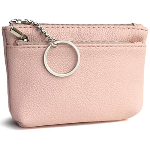 SOEROOY Kleines Portemonnaie Damen Mini Leder Geldbörse Damen Coin Purse Wallet Münzgeldbörse mit Reißverschluss und Schlüsselring für Frauen Kinder von SOEROOY