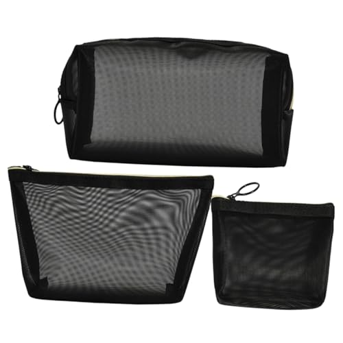3Stücke Kosmetiktasche aus Mesh Multifunktionale Aufbewahrung für Reisen Transparente für Damen für Make Up und Tägliche Essentials von SOESFOUFU
