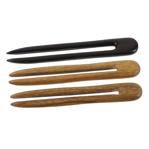 SOESFOUFU Natürliche Ebenholz Sandelholz Haarnadel Für Frauen 3 Stücke U Form Retro Haarnadel Haar Dutt Schwarzes Haar von SOESFOUFU