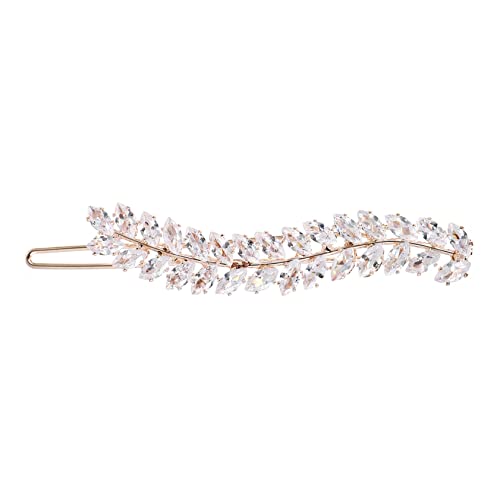 SOESFOUFU 1stück Haarschmuck Für Frauen Eleganter Haarclip Mit Blattdesign Und Zirkonia Für Partys Und Besondere Anlässe Roségoldene Haarspange Leicht Und Einfach Zu Verwenden von SOESFOUFU