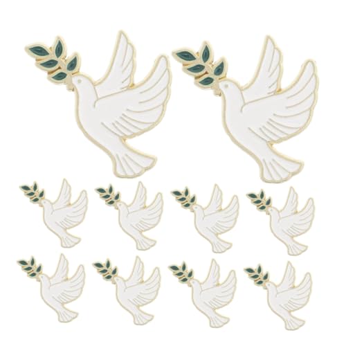 SOESFOUFU 10 Stück Friedensdove Brosche aus Metall mit Olivenzweig Tier Anstecknadel als Symbol für Langlebiges Schmuck Accessoire für Kleidung Jacken und Rucksäcke von SOESFOUFU