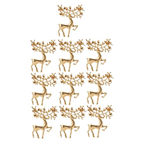 SOESFOUFU 10 Stück Teiliges Elchbroschen aus Legierung Modische Mattgoldene Kragenknöpfe Stilvolle Weihnachtsbroschen für Damen Ansprechende Anstecknadeln als Festliche Kleidung Accessoires von SOESFOUFU