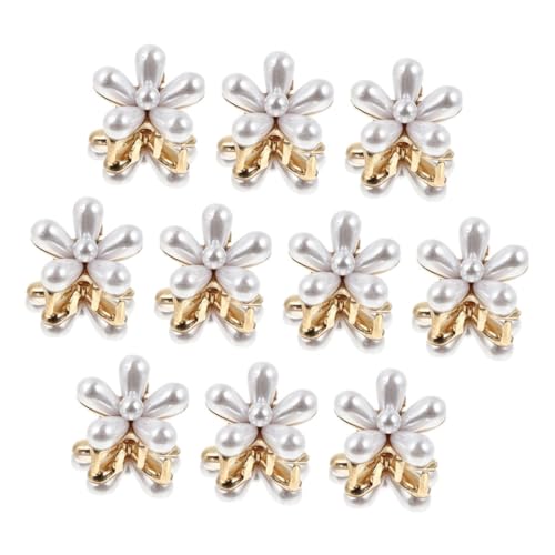 SOESFOUFU 10st Perlenclip Haarspange Kämme Mini-haarklammern Hochzeit Kopfschmuck Frauen Krawatten Gummibänder Perlenblumen-haarnadel Haarperlen Kleben Haarspangen Für Mädchen Legierung von SOESFOUFU