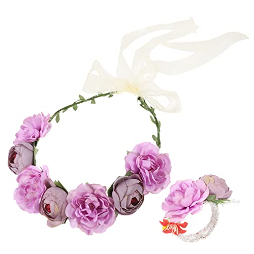 SOESFOUFU 1satz Blumenkranz Set Für Damen Elegantes Haarband Und Handgelenk-brautgesteck Für Hochzeiten Partys Und Fotoshootings Handgefertigte Accessoires Für Jeden Anlass von SOESFOUFU