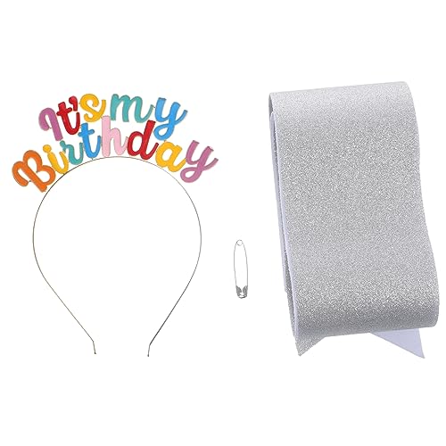 SOESFOUFU 1satz Geburtstag Diadem Und Schärpe Set Für Frauen Geburtstagsaccessoires Für Partys Leicht Und Bequem Für Jede Geburtstagsfeier von SOESFOUFU