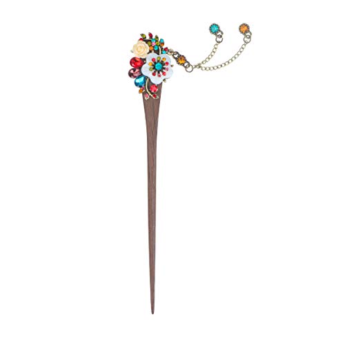 SOESFOUFU 1stk Crystal Strass Haarnadel Hochzeit Haargabel Retro Hair Stick Haarstäbchen Kristall Haarstab Blumenhaar Hochzeitshaar Schmuck Haar Stäbchen Volksbrauch Hölzern Antiquität Braut von SOESFOUFU