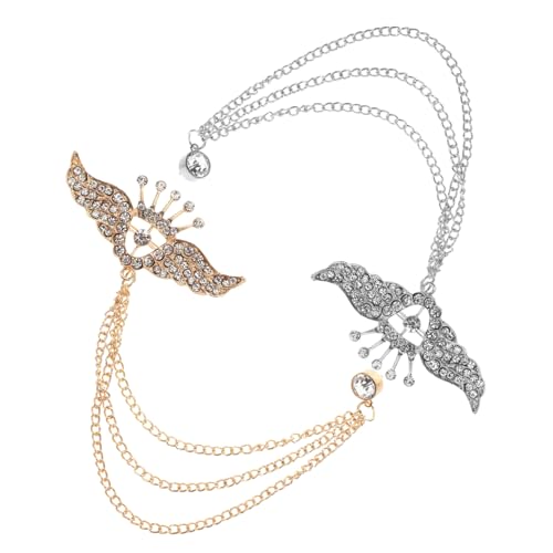 SOESFOUFU 2 Stück Brosche mit Strasssteinen Flügel Design und Tassel Kette Leichte Legierungs Anstecknadeln für Damen und Herren Elegantes Accessoire für Hochzeit Party und Business Outfits von SOESFOUFU