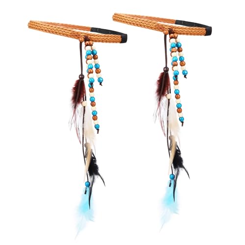 SOESFOUFU 2 Stück Geflochtene Stirnbänder mit Federn für Damen Modisches Boho Haaraccessoire für Partys Festivals und Alltag von SOESFOUFU
