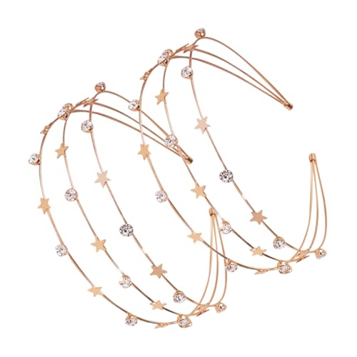 SOESFOUFU 2 Stück Glitzer Stern Haarreif Dünner Leichter Bridal Headband mit Goldfarbenen Strasssteinen Komfortabler Kopfschmuck für Hochzeit Party Festliche Anlässe Damen und Mädchen von SOESFOUFU