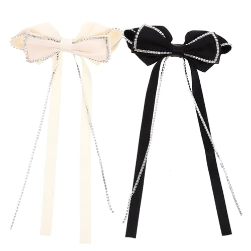 SOESFOUFU 2stücke Schleifenspange Für Damen Mit Strass-details Haarbänder Mit Schleife Und Dekoration Haarspangen Für Langes Haar Haaraccessoire Für Mädchen Und Damen Für Hochzeit Geburtstag von SOESFOUFU