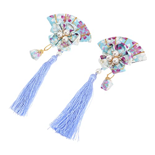 SOESFOUFU 2 Stück Japanische Fächer Haarspange Teilig mit Quasten Haarschmuck für und Mädchen für Traditionelle und Moderne Looks von SOESFOUFU