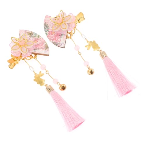 SOESFOUFU 2 Stück Japanische Haarnadeln mit Blumen Quasten Glocken und Perlen Dekorative Haarklammern aus Holz und Langlebiges Leichtes Haarschmuck für Frauen und Mädchen von SOESFOUFU