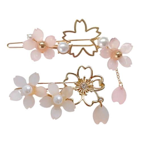 SOESFOUFU 2 Stück Japanische Kirschblüten Haarspangen Blumendekor Haarschmuck für Damen Elegant und Stilvoll mit Anhänger für Vielseitige Frisuren von SOESFOUFU