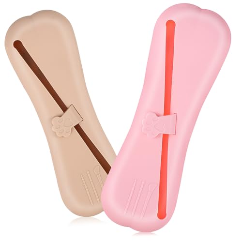 SOESFOUFU 2 Stück Silikon Make up Pinselhalter Flexibler Reise Organizer mit Schrägen Öffnungen und Sicherem Verschluss Kompakt Hautfreundlich Geeignet für Augenbrauen Lidschattenpinsel von SOESFOUFU