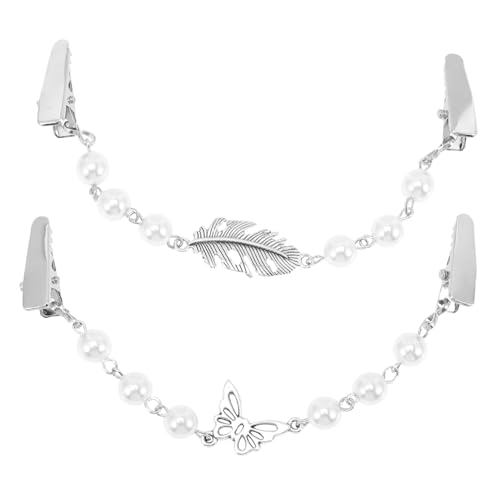 SOESFOUFU 2 Stück Vintage Strickjacken Clips mit Perlen Eleganter Pullover Collar Clip aus Hochwertiger Legierung Vielseitig für Damen Sweater Kleider Schals und Cardigans Dekorativ und von SOESFOUFU