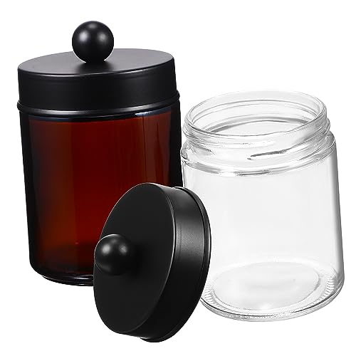 SOESFOUFU 2stücke Glasbehälter Mit Deckel Für Wattepads Runder Wattestäbchenbehälter Aus Für Badezimmer Organizer Für Make-up-artikel von SOESFOUFU