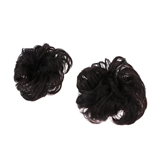SOESFOUFU 2stücke Perücken-haarring Haar-chignon-perücke Kunsthaar-dutt Haarextensions Frauen Und Mädchen Braun-schwarz von SOESFOUFU