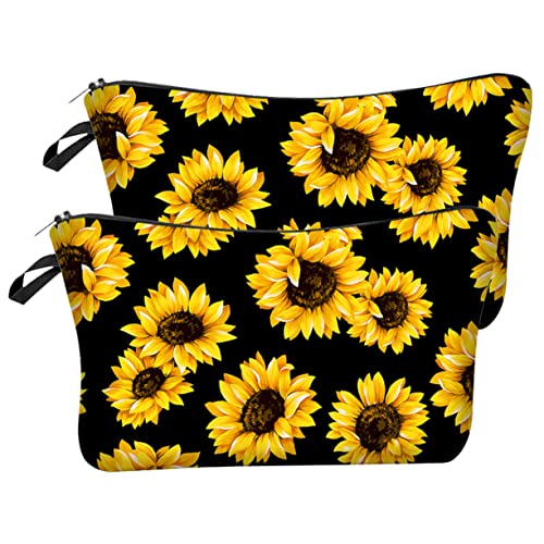 SOESFOUFU 2 Teilige Kosmetiktasche, Make Up Organizer Tasche, Sonnenblume, Reise Make Up Tasche, Reise Make Up Tasche, Make Up Tasche Für Unterwegs, Reise Kulturtasche, Make Up Tasche Für von SOESFOUFU