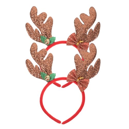 SOESFOUFU Haarschmuck Für Kinder 2st Geweih-glitter-stirnband Weihnachtsbogen Stirnband Dekor Kopfschmuck Geweih Hirschgeweih-stirnband Kunstleder Weihnachtshirsch Fräulein Weihnachten von SOESFOUFU