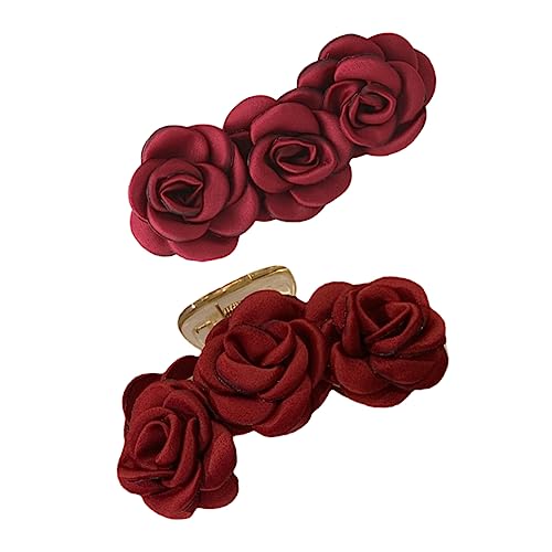 SOESFOUFU 2stücke Haarklammern Im Rosendesign Haarclips Für Damen Haarschmuck-accessoires Für Jeden Anlass Rutschfeste Und Praktische Verwendung Geeignet Für Verschiedene Frisuren von SOESFOUFU