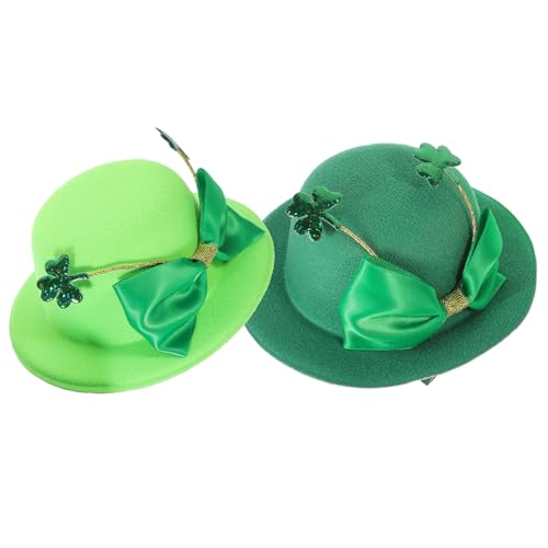 SOESFOUFU 2St Klee Kopfschmuck Hut-Haarspangen für Frauen Hüte für Damen, modisch und elegant Tiara Haar Klammern st. Patricks Day Hut Koboldhut bilden Yingschi Kleidung Kopfbedeckung Eisen von SOESFOUFU