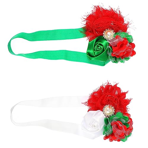 SOESFOUFU 2St Stirnband für Kinder elastische Stirnbänder für Mädchen weihnachtsrose stirnband elastische Haargummis baby stirnbänder geburtstag haarband florales Haarband Weihnachten Schal von SOESFOUFU