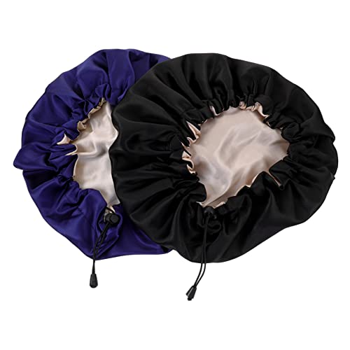 SOESFOUFU 2St doppelschichtige Schlummertrunk silk cap for sleeping silk sleeping cap Haarkappen Seidenbandanas Motorhaube für Männer Haarhaube aus Seide Reise-Badekappe Frauen Hauben Backöl von SOESFOUFU