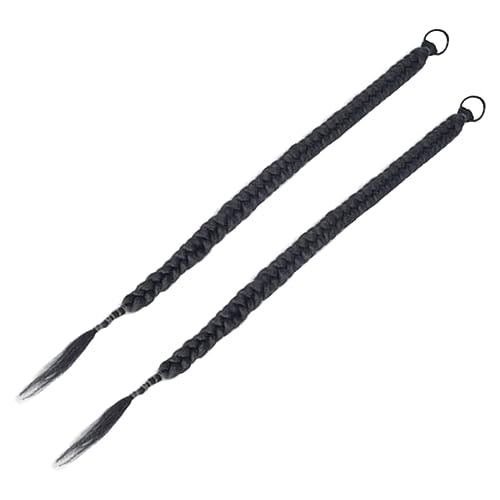 SOESFOUFU 2stücke Lange Geflochtene Perücken Für Frauen Synthetische Pferdeschwanzverlängerung Geflochtene Haarverlängerungsperücken Haarteil Für Zopfverlängerungen Umwickelte von SOESFOUFU