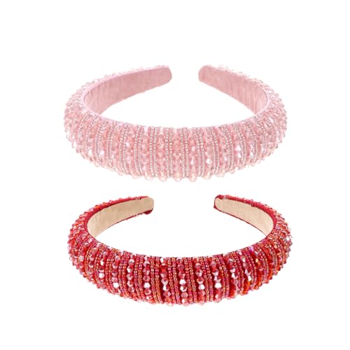 SOESFOUFU 2stücke Strass Stirnbänder Kristall Kopfschmuck Haarschmuck Damen Breiter Stirnband Strass-kopfreif Für Partys Hochzeiten Und Alltag von SOESFOUFU