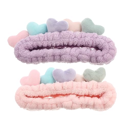 SOESFOUFU 2stücke Beauty Spa Gesicht Stirnband Schöne Haarband Waschen Gesicht Make-up Stirnband Herz Design Dehnbar Bequem Für Dusche Sport Yoga von SOESFOUFU