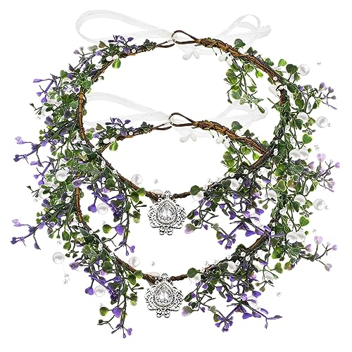 SOESFOUFU 2st Blumenhaarkranz Für Frauen Blumengirlanden-stirnband Blumenkrone Für Mädchen Blumenkronen-stirnband Feenkronen-accessoires Kranzgirlande Strasssteine Braut Handbuch Blütenkopf von SOESFOUFU