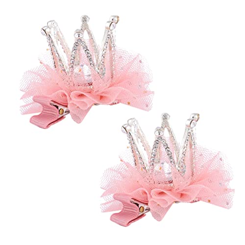 SOESFOUFU 2st Kronen-haarspange Aus Dreidimensionalem Mesh Modische Haarspangen Stylische Haarnadel Kostüm Für Kinder Kleider Trendig Kleidung Prinzessin Mädchen Rosa Stirnband Die Blumen von SOESFOUFU