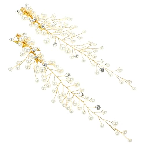 SOESFOUFU 2stücke Haarschmuck Für Brautjungfern Mit Perlen Und Strass Für Hochzeit Und Abschlussball Haarspangen Für Frauen in Goldfarben Für Verschiedene Anlässe von SOESFOUFU