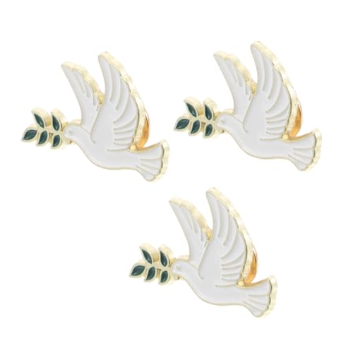 SOESFOUFU 3 Stück Friedensdove Broschen aus Metall mit Olivenzweig Vielseitige Anstecknadeln für Kleidung Rucksäcke und Hüte Symbolische Friedenspins als für Damen und Herren von SOESFOUFU