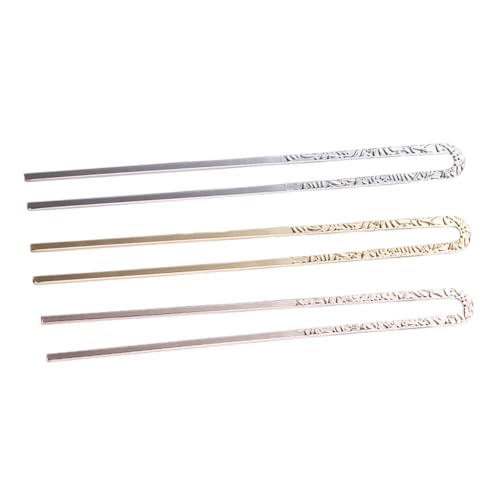 SOESFOUFU 3 Stück Teiliges Haargabel Rutschfeste Dehnbare Haarschmuck pins für Frauen Elegante U förmige Haarstäbe in Gold Silber und Roségold für Hochzeitsfrisuren und Dickes Haar von SOESFOUFU