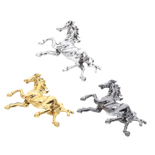 SOESFOUFU 3 Stück Teiliges Vintage Pferdebroschen Chinesisches Tierkreiszeichen Pferd Emaille Anstecknadeln in Retro Gold Silber Schwarz Langlebiger Schmuck für Kleidung Hüte Rucksäcke Damen von SOESFOUFU
