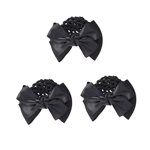 SOESFOUFU 3 Stücke Bogen Haar Net Tasche Big Bowknot Haar Net Mesh Clip Für Frauen Mädchen Schwarz Kopfschmuck von SOESFOUFU