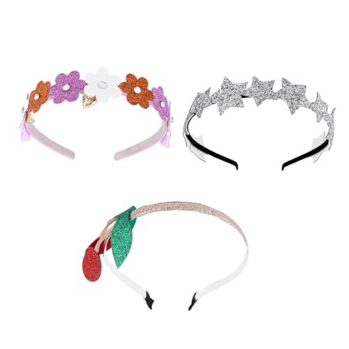 SOESFOUFU 3St Glitzerndes Stirnband für Kinder Haaraccessoires funkeln aufblasbares Stirnband haarschmuck Haare für Mädchen Kirsche Stirnband die Blumen Kopfbedeckung Baby Glitzer von SOESFOUFU